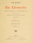 The Books of Chronicles by R. Kittel