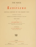 The Book of Leviticus by S. R. Driver and H. A. White