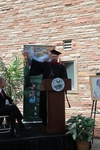 Rev. Benjamin Haupt, Director of the Library, speaking during the groundbreaking for the library renovation. by Harold Rau