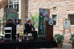 Glenn Hasse speaking during the groundbreaking for the library renovation. by Harold Rau